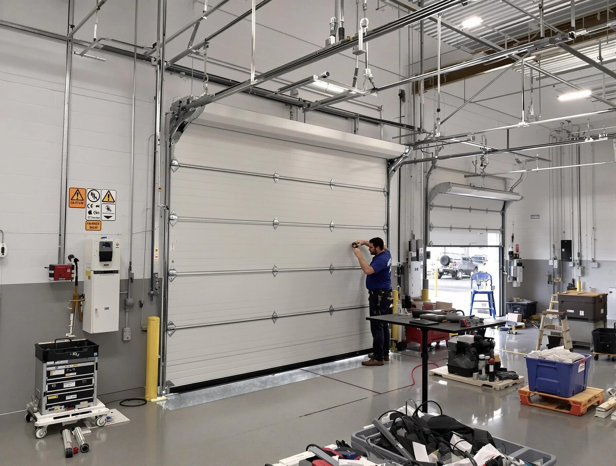 Commercial garage door repair being performed by Upper St. Clair Garage Door Repair expert in Upper St. Clair