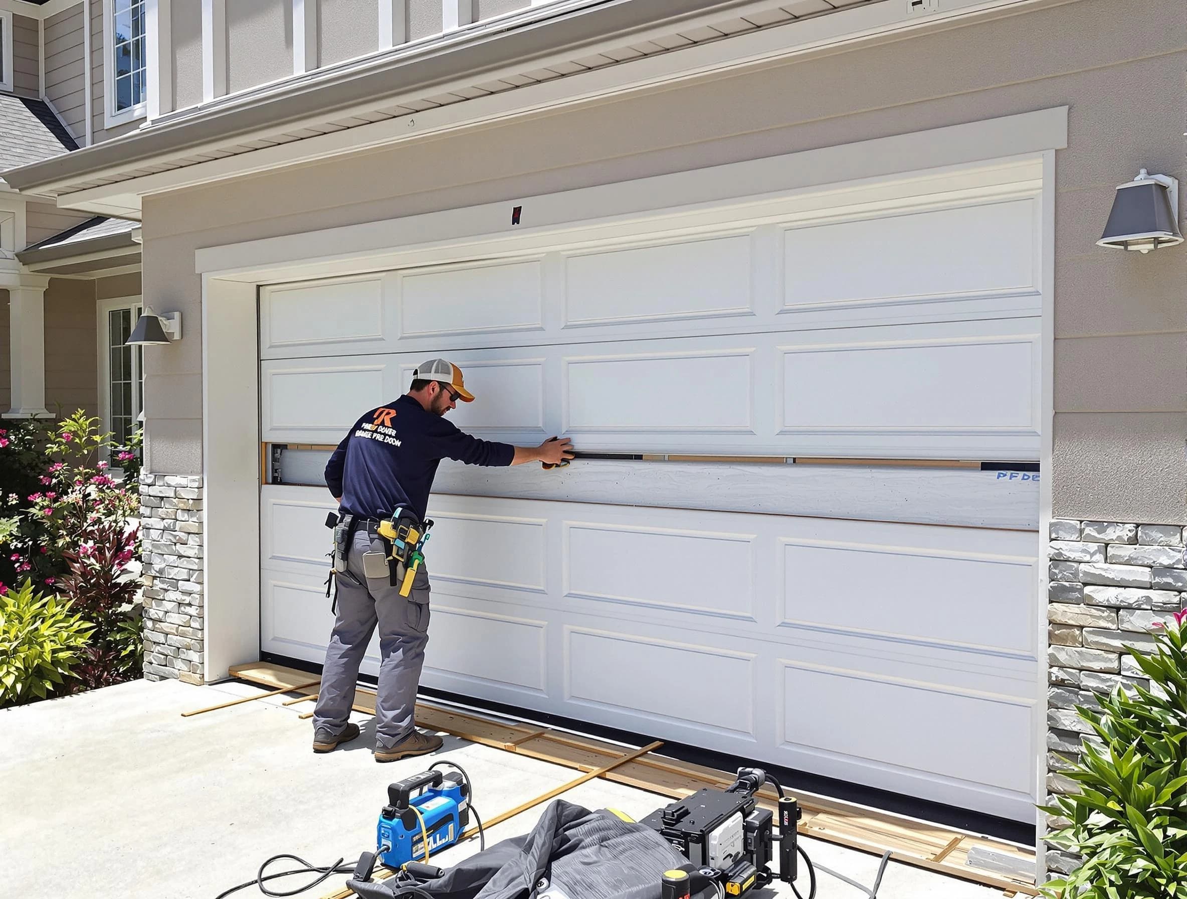 Upper St. Clair Garage Door Repair team performing complete garage door replacement at Upper St. Clair residence