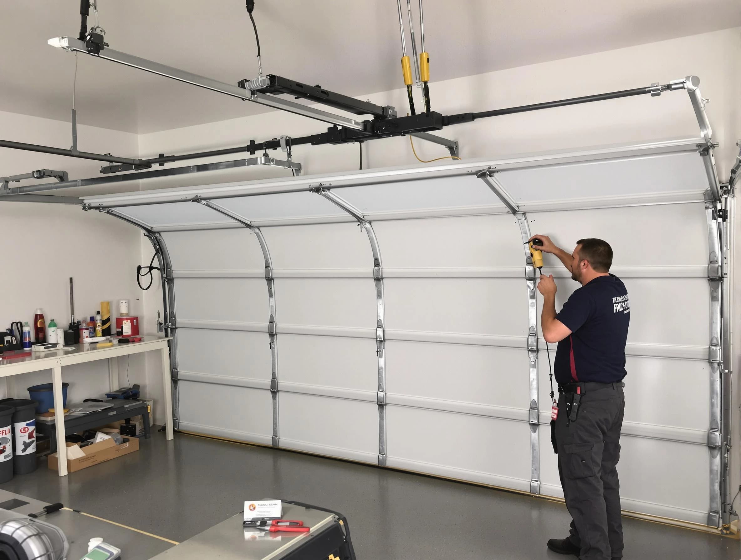 Upper St. Clair Garage Door Repair certified technician performing overhead door system repair in Upper St. Clair