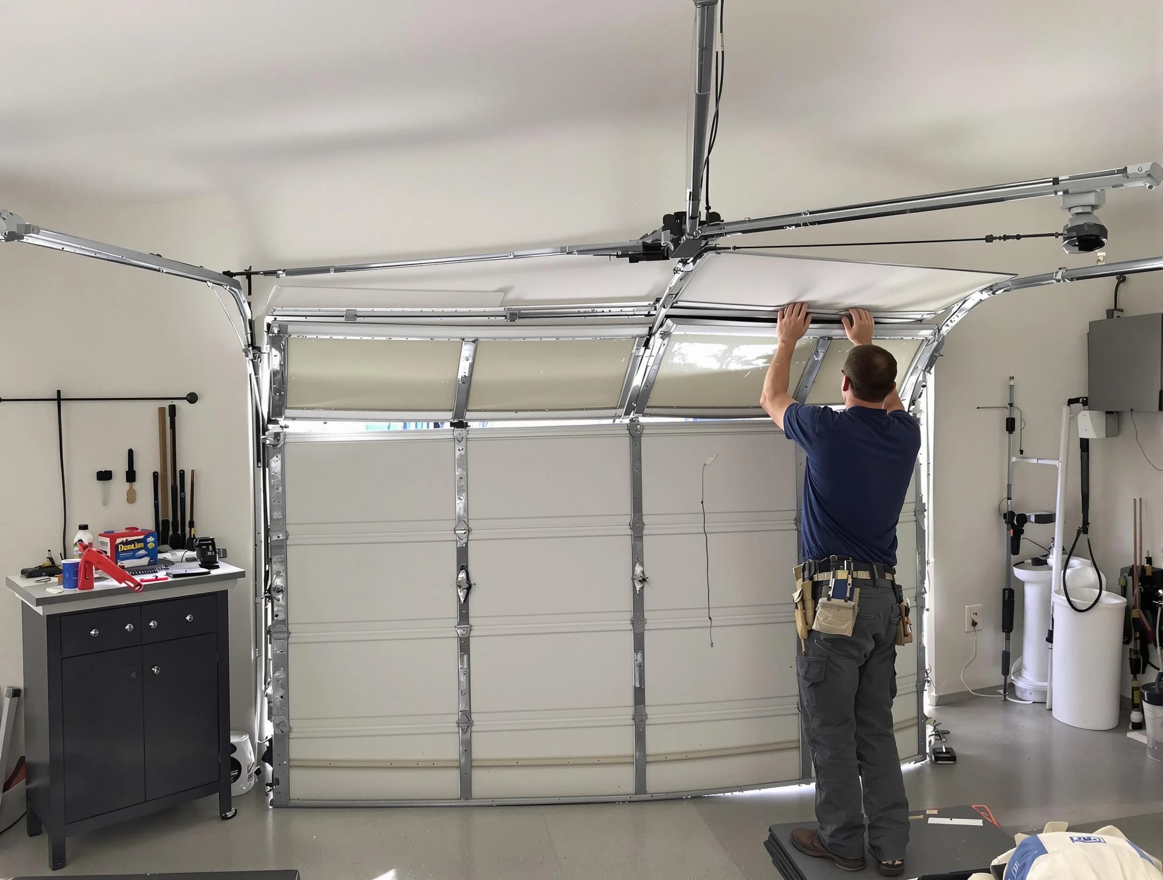 Upper St. Clair Garage Door Repair specialist performing precise section replacement on Upper St. Clair garage door