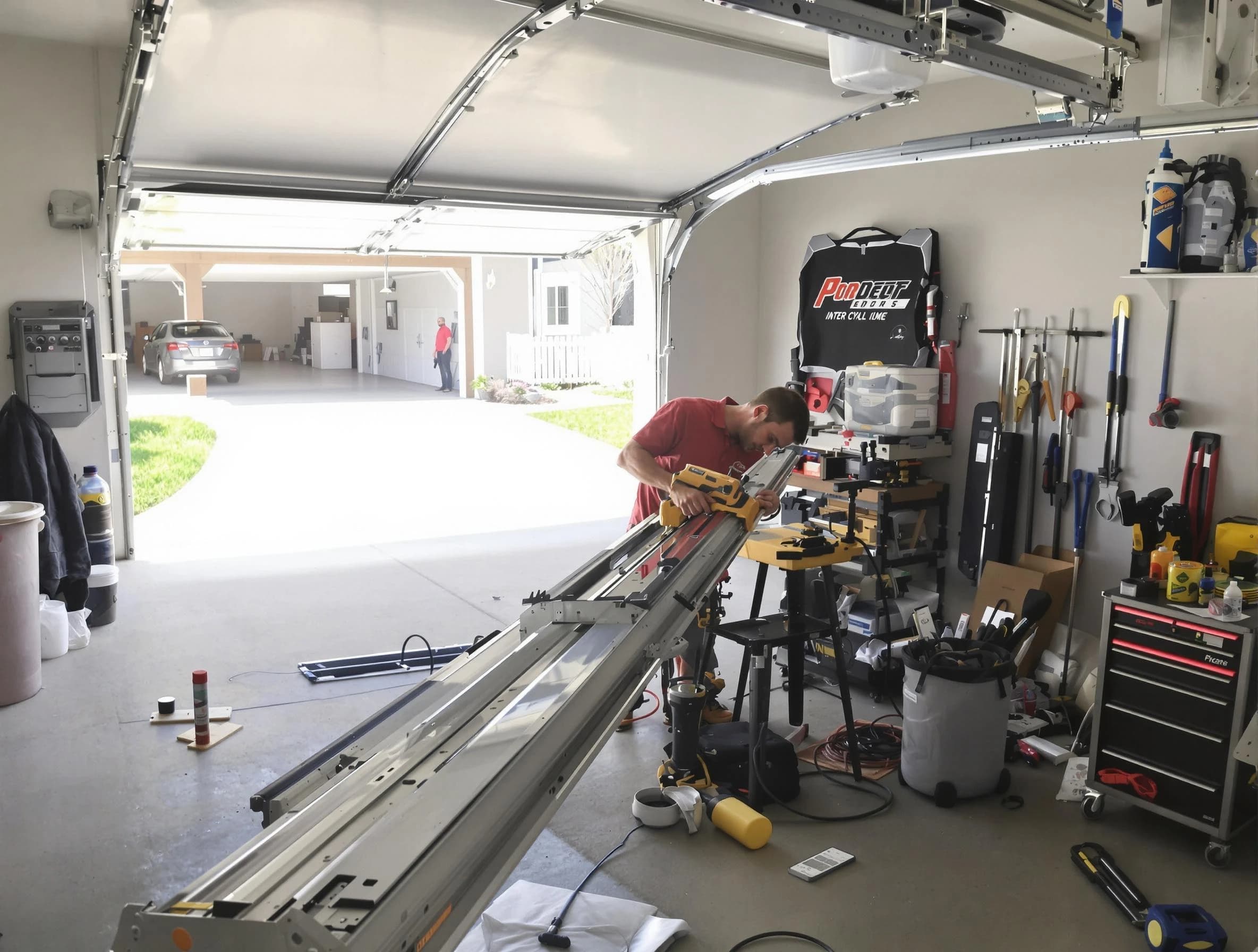 Upper St. Clair Garage Door Repair expert performing track repair in Upper St. Clair