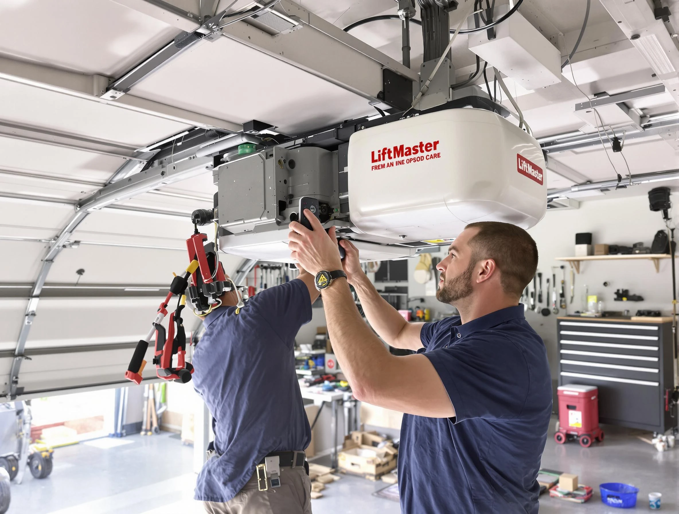 Upper St. Clair Garage Door Repair technician performing advanced diagnostics on garage opener in Upper St. Clair